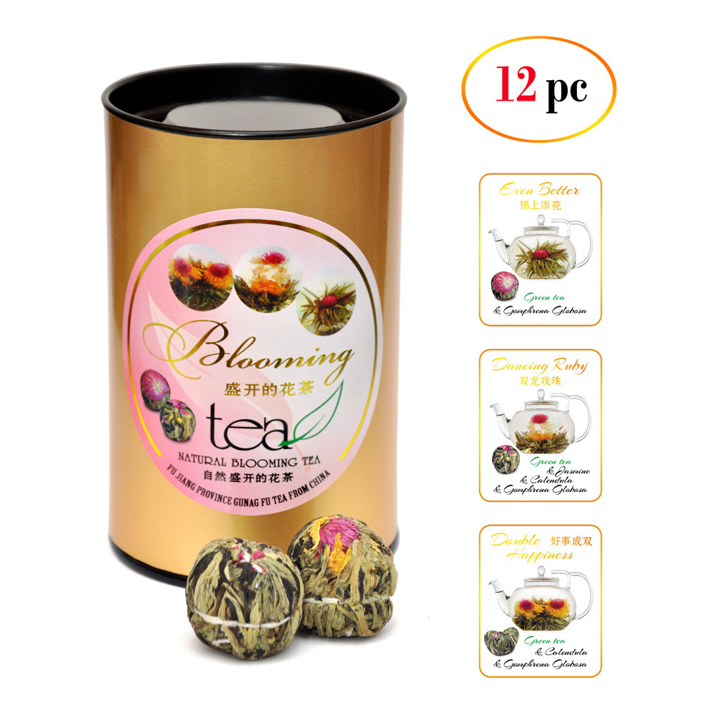 Blooming tea - Ziedošā tēja PT 3 veidi - 12 gab. gr. Ziedoša tēja