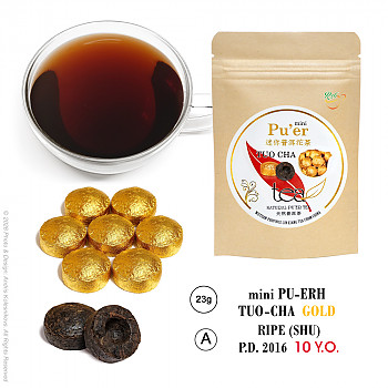Puer mini TUO-CHA GOLD (Shu) A 10Y.O., 23g Puer tēja