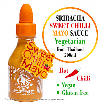 Sriracha Vegetarian Sweet Chilli Mayo sauce, Srirača Veģetārā Saldā Čili mērce ar Majonēzi, 200ml Mērce