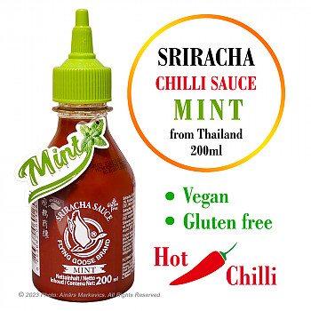 Sriracha Chilli Sauce with Mint, Srirača čili mērce ar Piparmētrām, 200ml Mērce